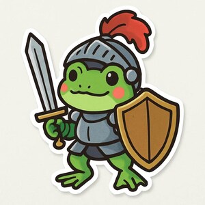 Frog as a Knight Sticker – Funny Car Sticker – Weatherproof, Heroic – Gift for Fantasy Fans, Children and Animal Lovers