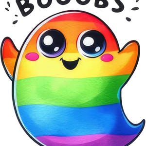 Rainbow Ghost with Flag Sticker – Colorful Wall Decal & Car Sticker