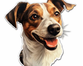 Pegatina de Jack Russell Terrier para coche: pegatina impermeable para ventana y portátil. Idea de regalo para amantes de los terriers.