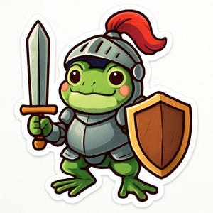 Frog as a Knight Sticker – Funny Car Sticker – Weatherproof, Heroic – Gift for Fantasy Fans, Children and Animal Lovers