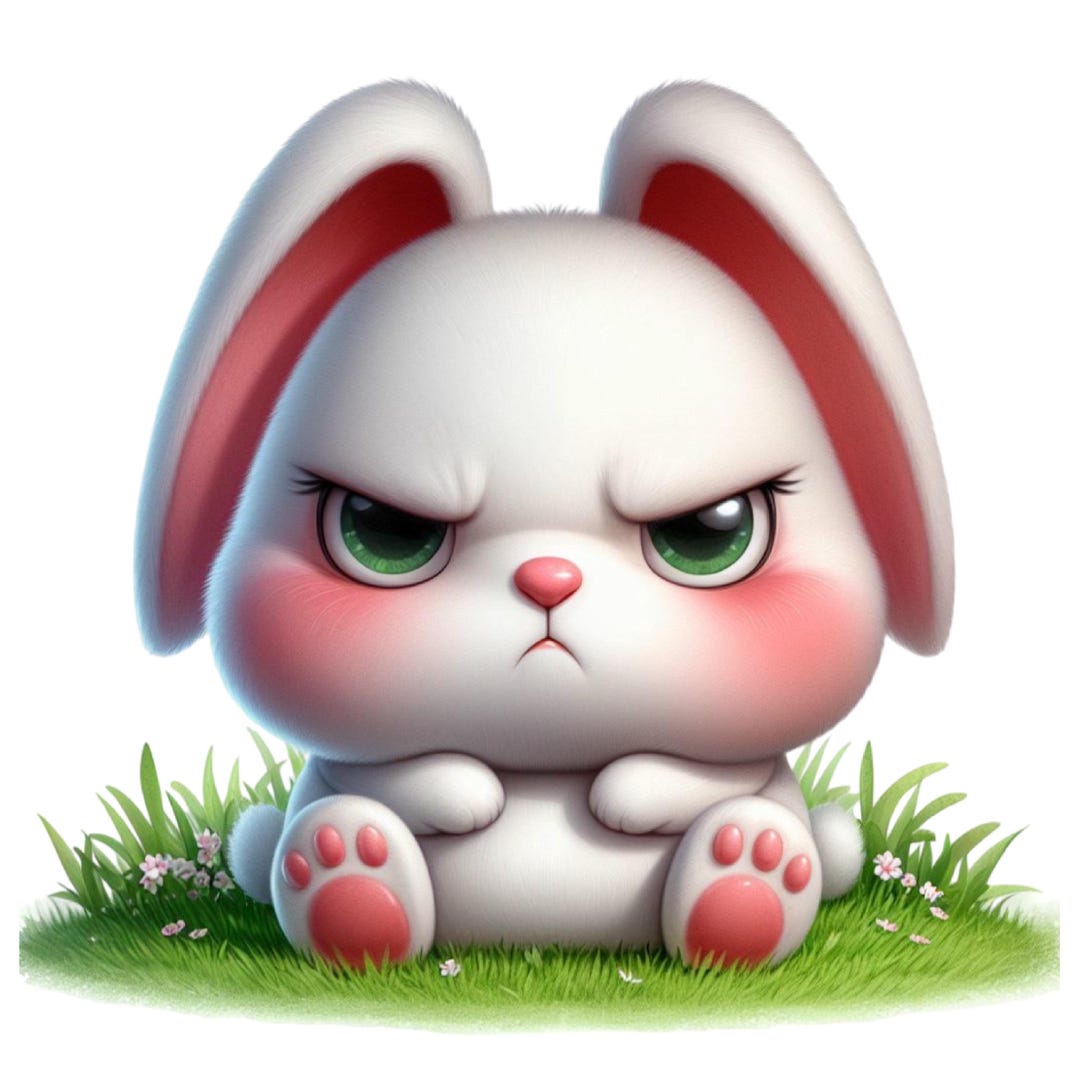 5X Funny Grumpy Rabbit Stickers, Humorous Bunny Stickers, Animal Motif ...