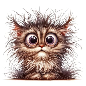 Funny crazy cat stickers | Big-eyed cartoon car stickers | Fluffy kitten wall decals | Humorous decorations for cat lovers