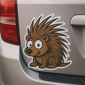 Funny Porcupine Cartoon Sticker Animal Decal for Laptop Car Motorhome Gift for Animal Lovers, Kids and Comic Fans