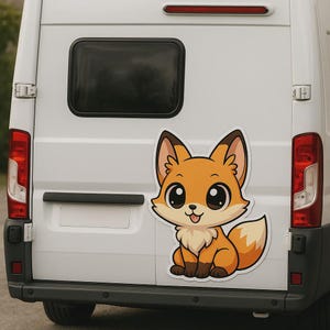 Adesivo volpe anime con grandi occhi Adesivo divertente per roulotte o camper regalo personalizzabile per gli appassionati di animali manga per esterni