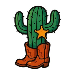 Cactus con stivali da cowboy e stella dello sceriffo – Adesivo divertente con cartoni animati – resistente alle intemperie – regalo per gli amanti del western e dell'umorismo vegetale