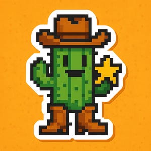 Cactus con stivali da cowboy e stella dello sceriffo – Adesivo divertente con cartoni animati – resistente alle intemperie – regalo per gli amanti del western e dell'umorismo vegetale