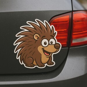 Funny Porcupine Cartoon Sticker Animal Decal for Laptop Car Motorhome Gift for Animal Lovers, Kids and Comic Fans