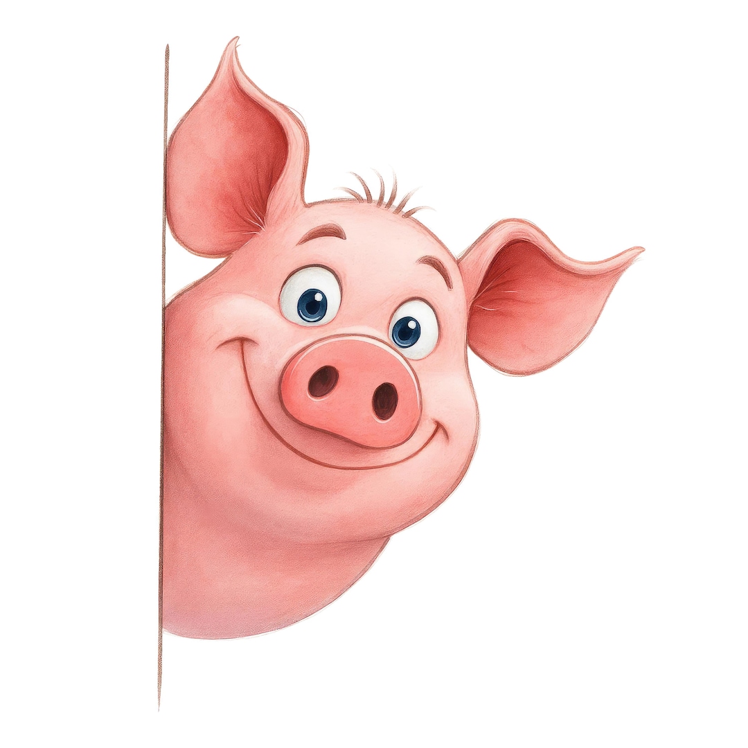 Funny Pig Car Sticker – Cute Piglet Comic Sticker With a Happy Look for ...