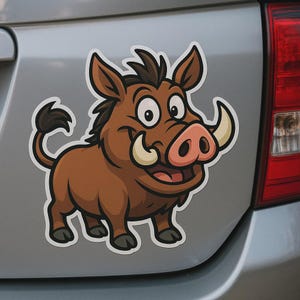 Funny warthog cartoon sticker animal decal for laptop car camper gift for safari fans and lovers of weird animal motifs