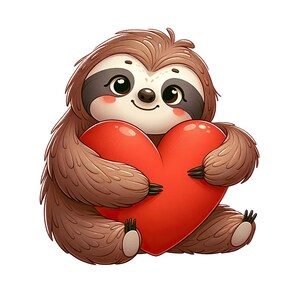 Słodki leniwiec z naklejką w kształcie serca | Kawaii naklejka ze zwierzęciem na samochód, laptopa i ścianę | Pomysł na prezent dla miłośników zwierząt