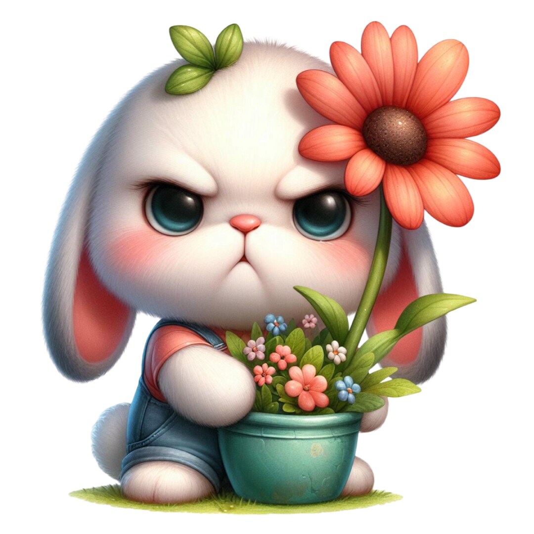 5X Funny Grumpy Rabbit Stickers, Humorous Bunny Stickers, Animal Motif ...