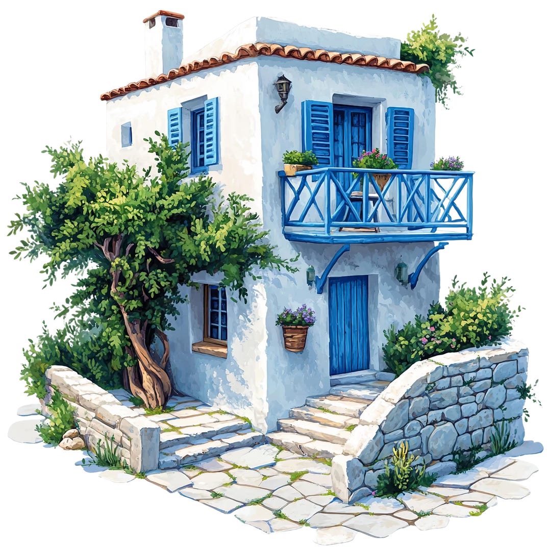 Greek Sticker Buildings Greek House Sticker Set 9 X 9 Cm Isometric Car Stickers Architecture ...