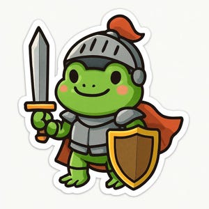 Frog as a Knight Sticker – Funny Car Sticker – Weatherproof, Heroic – Gift for Fantasy Fans, Children and Animal Lovers