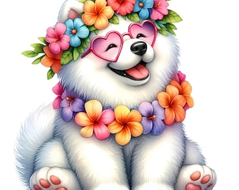 Hawaiian Dog Car Sticker – Weatherproof Dog Sticker for Car Window Laptop – Summer Gift Idea