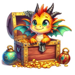 Naklejka Cute Baby Dragon – Fantasy Wall Decal & Car Sticker