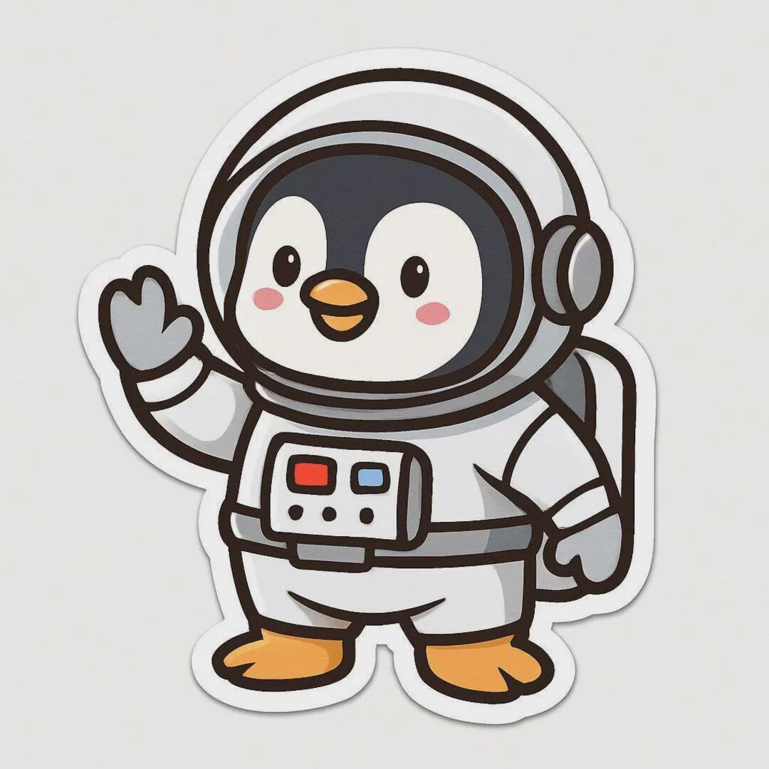 4X Penguin Astronaut Sticker Set, 4 Pieces, Space Animal Car Stickers ...