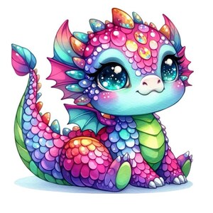 Naklejka Cute Baby Dragon – Fantasy Wall Decal & Car Sticker