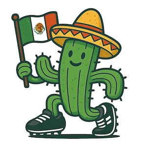 Cactus con bandiera messicana, sombrero e scarpini da calcio – Adesivo Coppa del Mondo 2026 – Adesivo divertente per auto – Resistente alle intemperie – Regalo per i tifosi della Coppa del Mondo