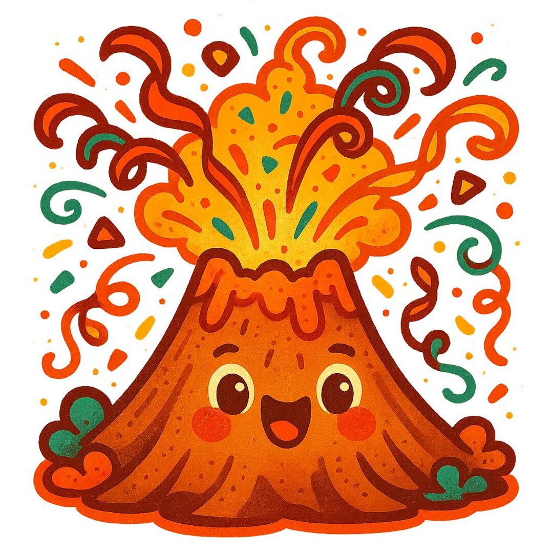 Volcano Sticker Book 2x Volcano Party Stickers | Funny Sticker With Erupting Volcano & Party ...