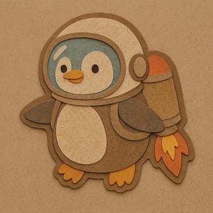 Pingüino astronauta con mochila propulsora – Pegatina divertida de dibujos animados – Resistente a la intemperie – Regalo para amantes del espacio, los animales y el humor