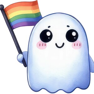 Regenbogen-Geist mit Flagge Sticker – Farbenfrohes Wandtattoo & Autoaufkleber