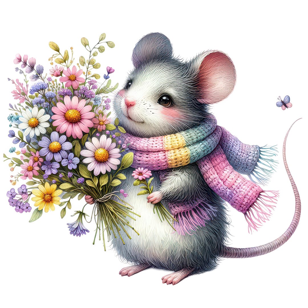 5X Mouse Sticker Set, 5 Pieces, Watercolor Car Stickers, Cute Mouse ...