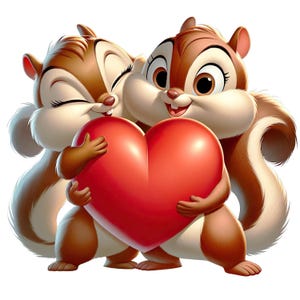 Cute chipmunks with hearts | Love cartoon stickers | Car sticker wall decal gift love & friendship