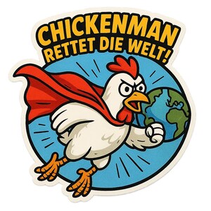 2X Chicken Superhero Sticker Car Sticker Funny Animal Motif Chickenman Saves the World for Car Laptop Kids Comic