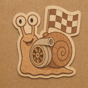 Snail with Turbocharger & Racing Flag – Funny Car Sticker – Weatherproof – Gift for Motorsport, Snail Humor Fans