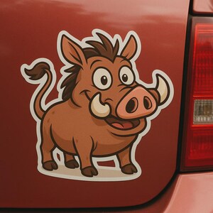 Funny warthog cartoon sticker animal decal for laptop car camper gift for safari fans and lovers of weird animal motifs