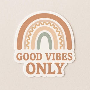 Adesivi arcobaleno Boho – Solo buone vibrazioni – Adesivi pastello per diario, telefono, laptop, idea regalo