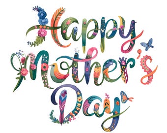 4x Mother's Day Sticker Set (4 pieces): Happy Birthday Mom Stickers - Mother's Day Gift