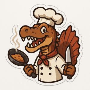 3 adesivi Spinosaurus come chef – Adesivo per auto divertente e creativo – resistente alle intemperie, durevole – regalo per gli amanti dei dinosauri, del barbecue e della cucina