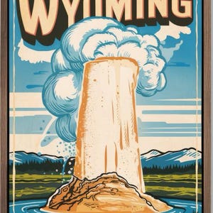 Pegatina del géiser Old Faithful de Wyoming: calcomanía para coche y pared del parque estatal