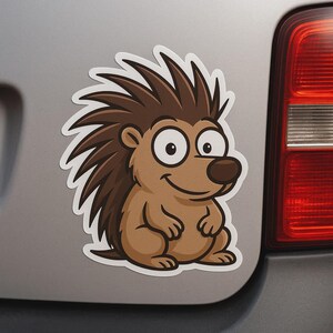 Funny Porcupine Cartoon Sticker Animal Decal for Laptop Car Motorhome Gift for Animal Lovers, Kids and Comic Fans