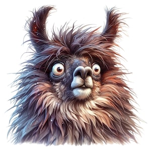 Crazy llama sticker | Funny cartoon alpaca car sticker | Fluffy llama wall decal | Funny decoration for animal lovers & alpaca fans