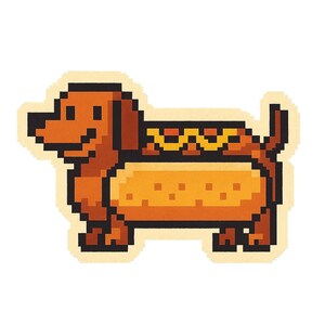 Dackel als Hotdog mit Senf Grinsen – Lustiger Cartoon-Sticker – wetterfest – Geschenk für Hundefans, Foodies & Humorfreunde