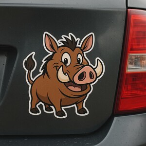 Funny warthog cartoon sticker animal decal for laptop car camper gift for safari fans and lovers of weird animal motifs