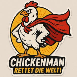 2X Chicken Superhero Sticker Car Sticker Funny Animal Motif Chickenman Saves the World for Car Laptop Kids Comic