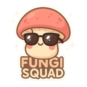 Vegan Pilz Sticker | Lustiger Fungi Aufkleber | Vegan Humor Sticker | Pilz Nerd Geschenk | Kawaii Fungi Squad
