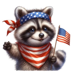 USA Wasbeer Sticker 4 juli Muursticker Patriottisch Dier Cartoon 3D Sticker voor Laptop Auto Muurdecoratie