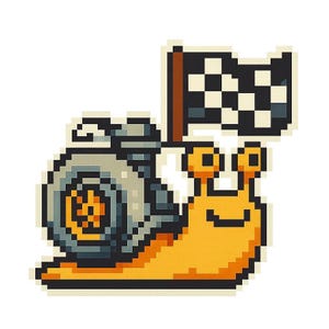 Snail with Turbocharger & Racing Flag – Funny Car Sticker – Weatherproof – Gift for Motorsport, Snail Humor Fans