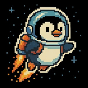 Pingüino astronauta con mochila propulsora – Pegatina divertida de dibujos animados – Resistente a la intemperie – Regalo para amantes del espacio, los animales y el humor