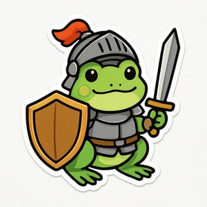 Frog as a Knight Sticker – Funny Car Sticker – Weatherproof, Heroic – Gift for Fantasy Fans, Children and Animal Lovers