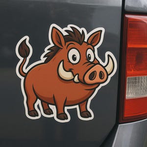 Funny warthog cartoon sticker animal decal for laptop car camper gift for safari fans and lovers of weird animal motifs
