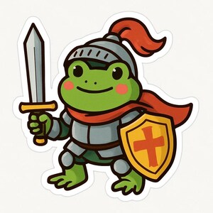 Frog as a Knight Sticker – Funny Car Sticker – Weatherproof, Heroic – Gift for Fantasy Fans, Children and Animal Lovers