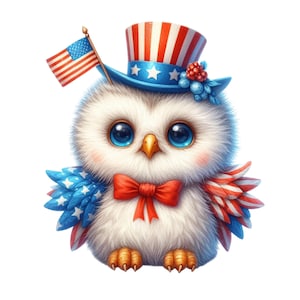 USA Uil Sticker 4 juli Muursticker Patriottisch Dier Cartoon 3D Decoratie voor Laptop Auto Muur Onafhankelijkheidsdag