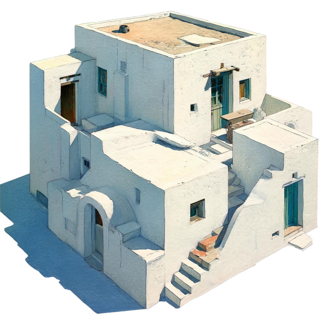 Greek Sticker Buildings Greek House Sticker Set 9 X 9 Cm Isometric Car Stickers Architecture ...