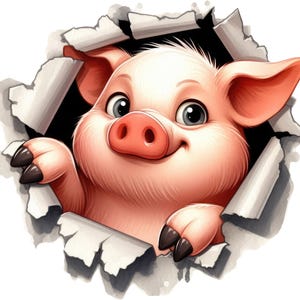 Pig Sticker Wall Decal Car Sticker 3D Effect Cute Animal Cartoon Decoration for Car Wall Laptop