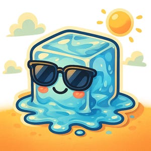 Pegatina de cubo de hielo genial | Pegatina divertida con cubito de hielo y gafas de sol | Diseño de dibujos animados de verano | Regalo de nerd kawaii